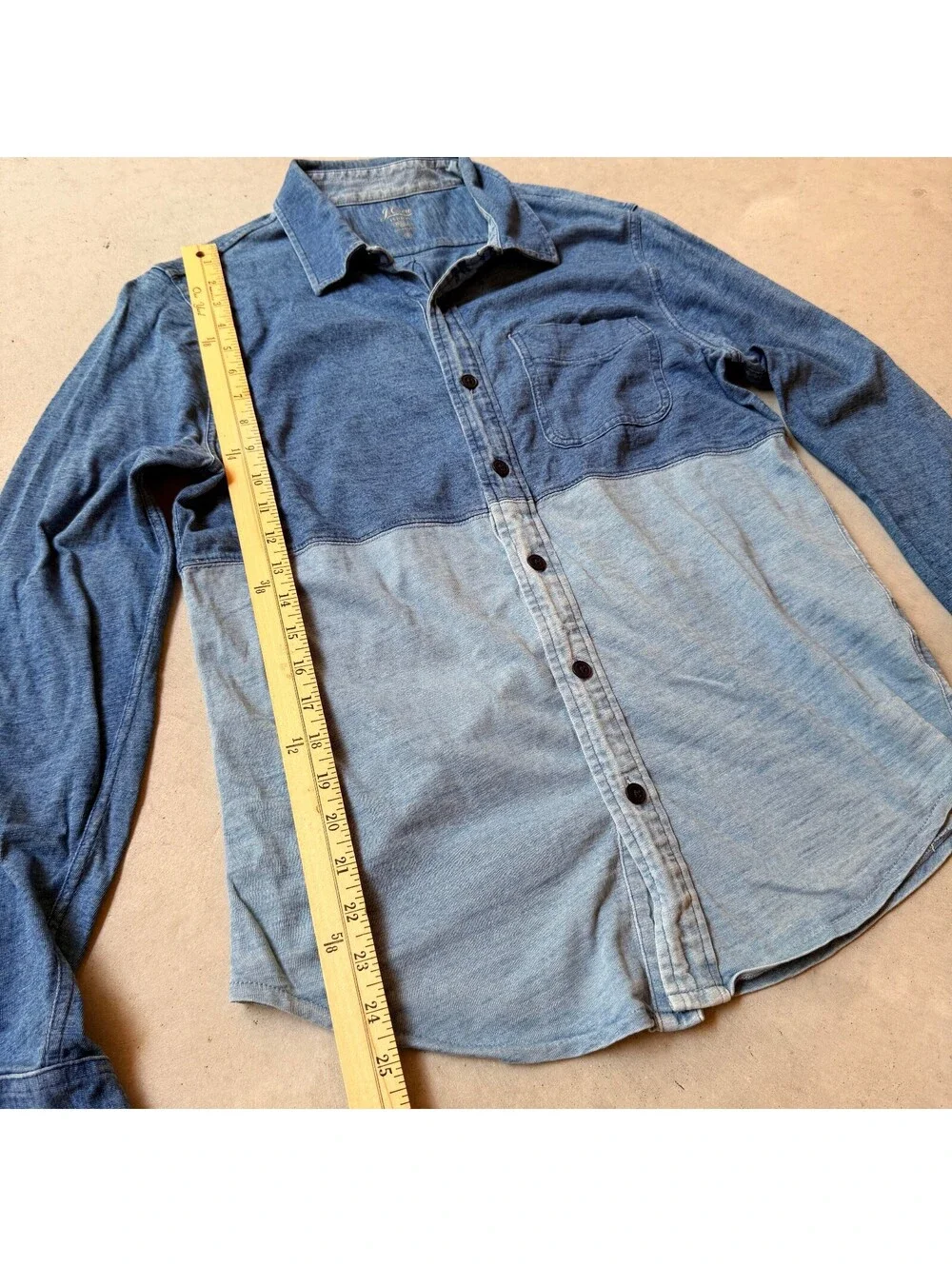 J.Crew Color Block Button-Up Shirt, Size S Indigo Knit Goods Two-Tone